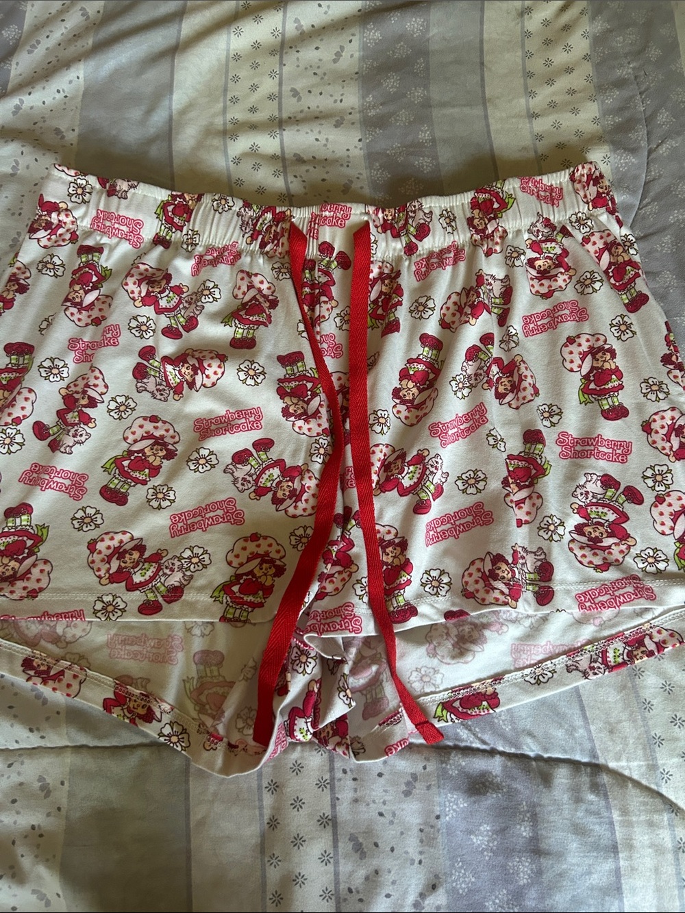 Strawberry Shortcake White & Pink Cotton Sleep Shorts